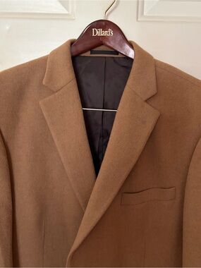 VTG Holbrook World Traveler 100% Camel Hair Blazer Sport Coat Jacket 46R Tan